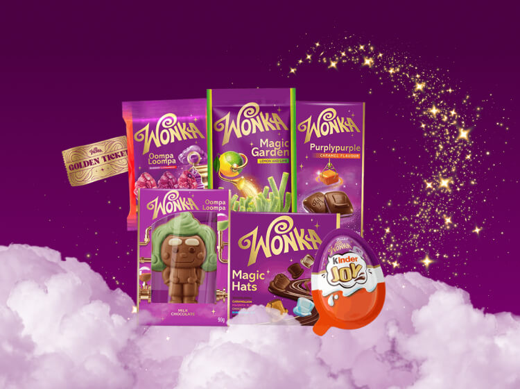 Wonka chocolate products promoting the Golden Ticket competition